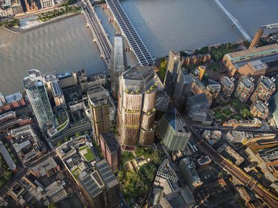 Aerial view of new tower next to Blackfriars Bridge and the River Thames Aerial view of new tower next to Blackfriars Bridge and the River Thames