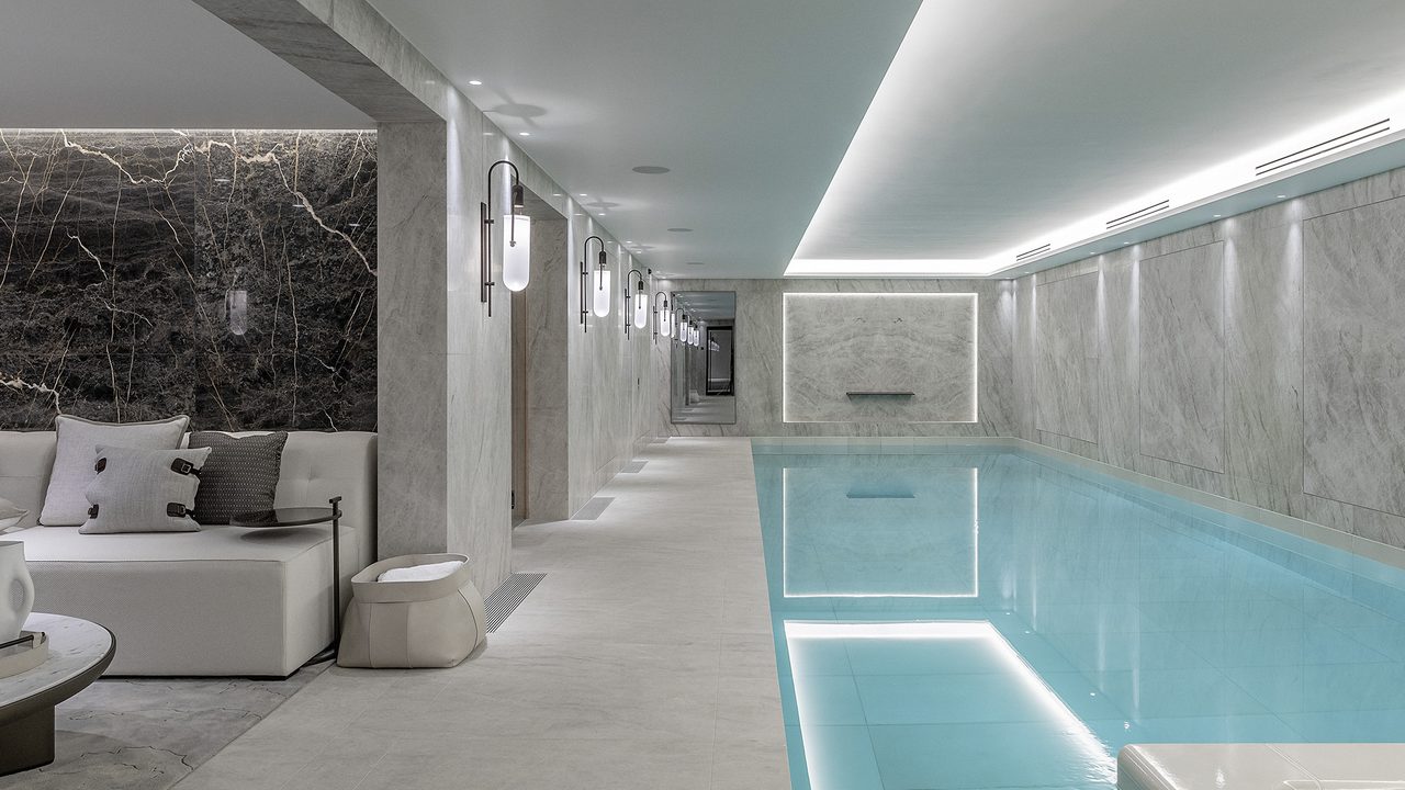 Swimming pool with seating area Swimming pool with seating area