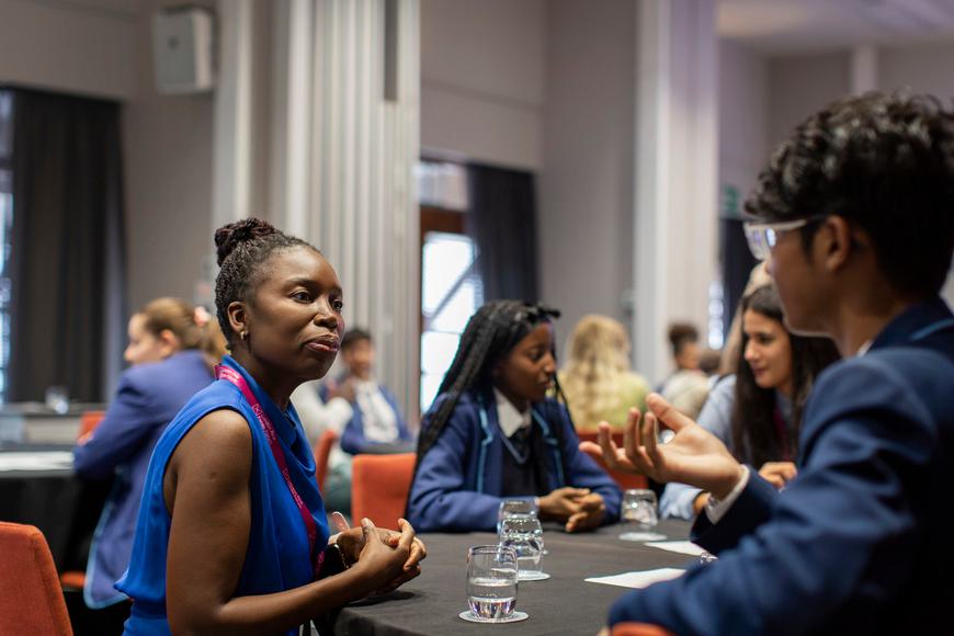 G&T's Loice Mhuru speaking with students at LREF 2023 G&T's Loice Mhuru speaking with students at LREF 2023
