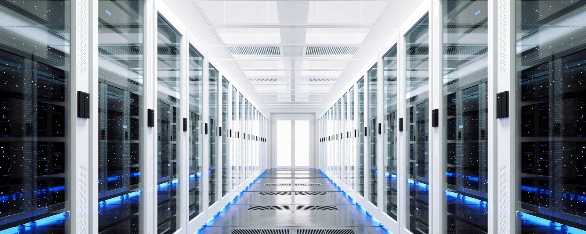 3D rendering of data server rack