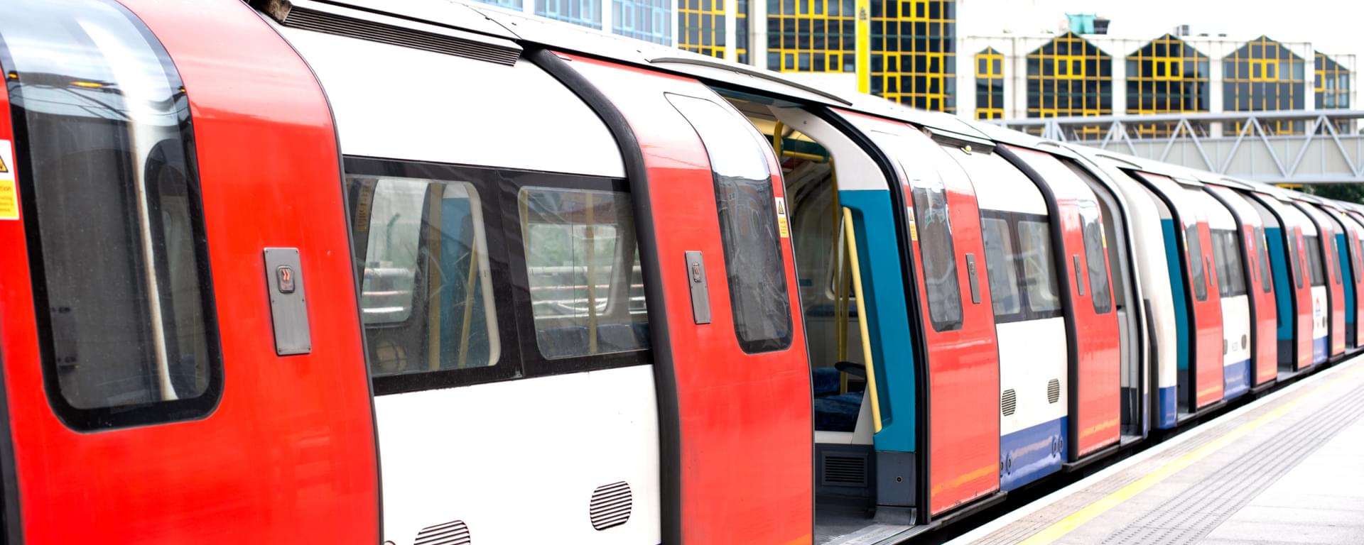London Underground tube train at platform