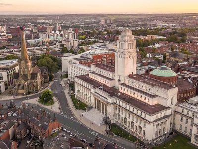 Aerial view of University of Leeds campus Aerial view of University of Leeds campus