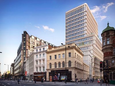 View of new high rise tower from New Oxford Street View of new high rise tower from New Oxford Street