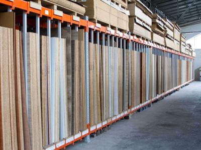 Panels of MDF in a rack Panels of MDF in a rack