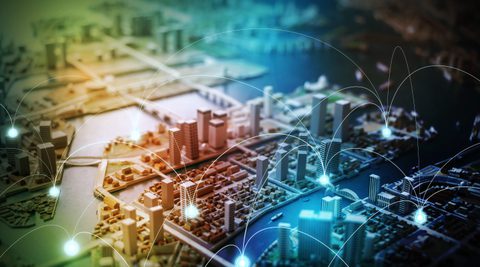 Wireless sensor network, sensor node and connecting line.  Internet of things.