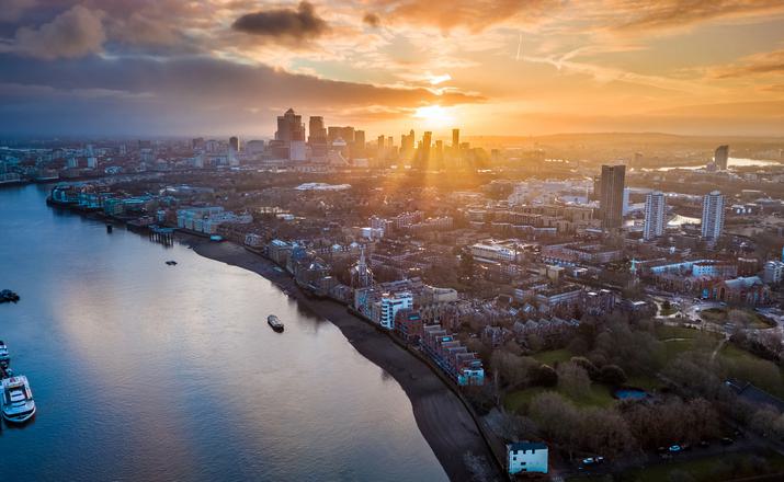 sunset skyline image over London